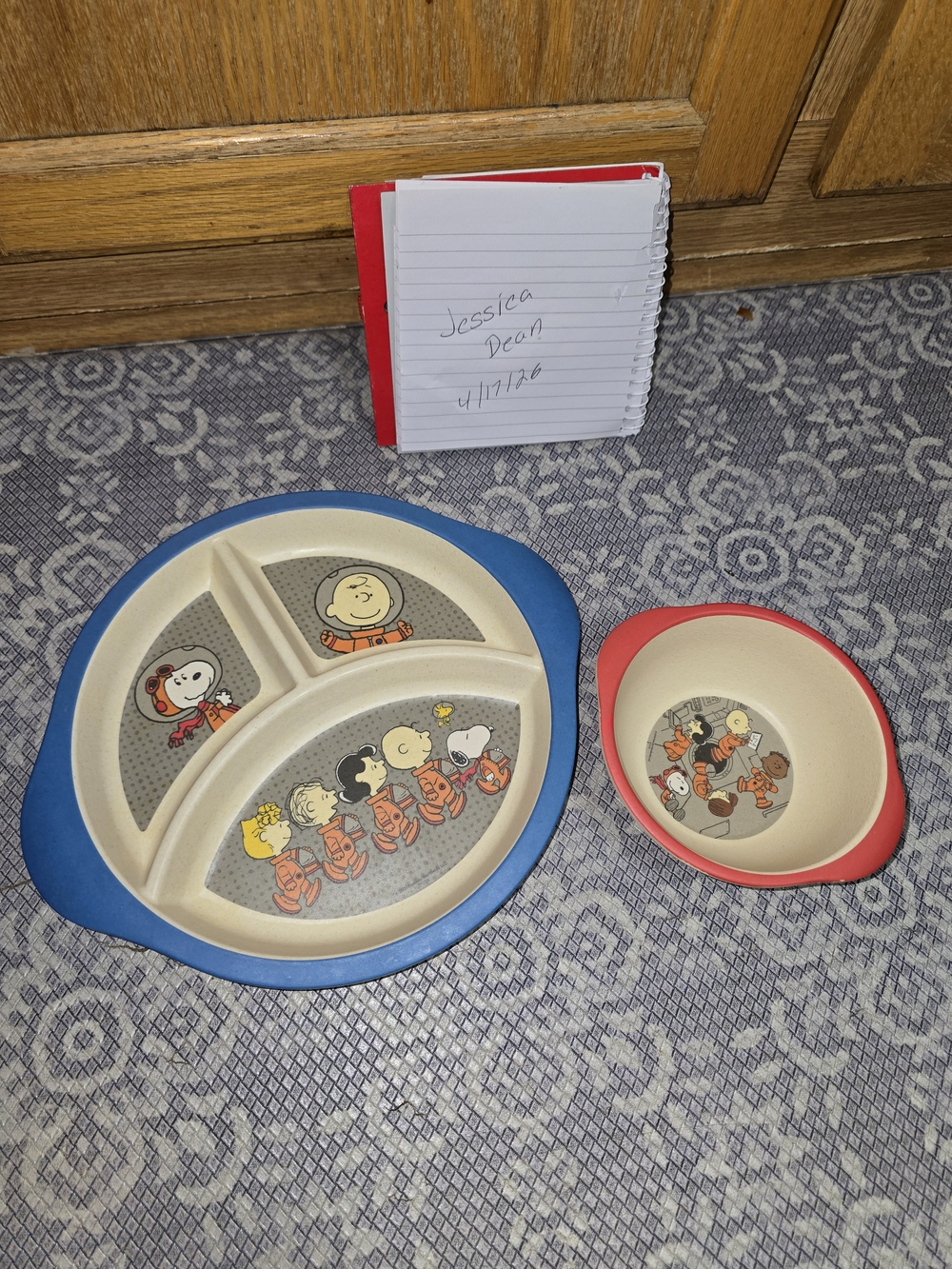 Peanuts Kids Plate & Bowl Set - Blue & Red